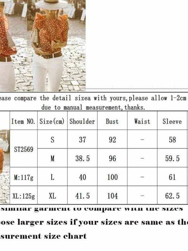 The Best Women Ladies Summer Loose Tops Long Sleeve Dot Print Ruffles Slim Solid Casual Backless Boho T-Shirts Tops Fashion Clothes Online - Takalr