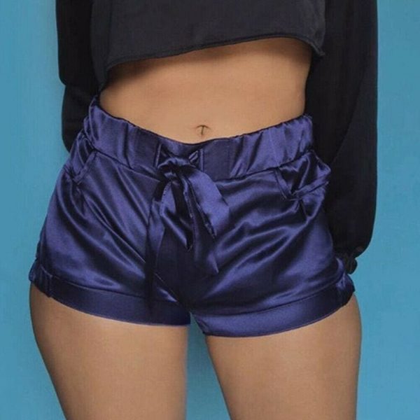 The Best Women Ladies Summer Mini Beach Casual Shorts Hot Sexy High Waist Pocket Satin Shorts New Fashion Casual Solid Soft Shorts Online - Takalr