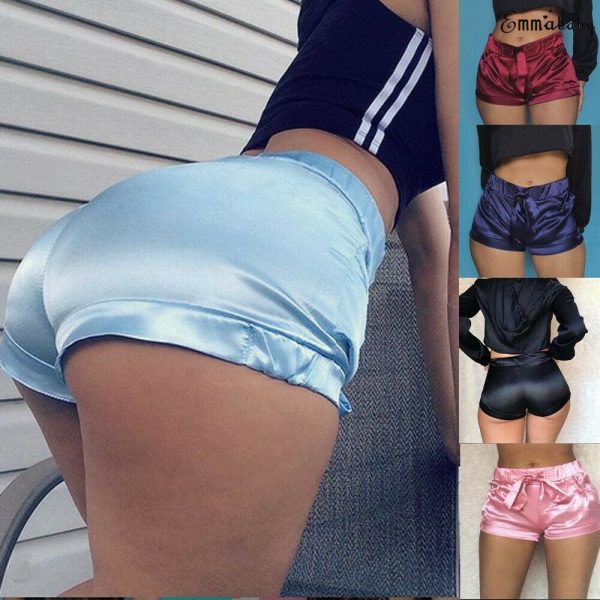 The Best Women Ladies Summer Mini Beach Casual Shorts Hot Sexy High Waist Pocket Satin Shorts New Fashion Casual Solid Soft Shorts Online - Takalr