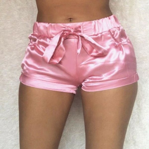 The Best Women Ladies Summer Mini Beach Casual Shorts Hot Sexy High Waist Pocket Satin Shorts New Fashion Casual Solid Soft Shorts Online - Takalr