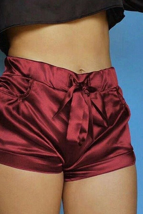 The Best Women Ladies Summer Mini Beach Casual Shorts Hot Sexy High Waist Pocket Satin Shorts New Fashion Casual Solid Soft Shorts Online - Takalr