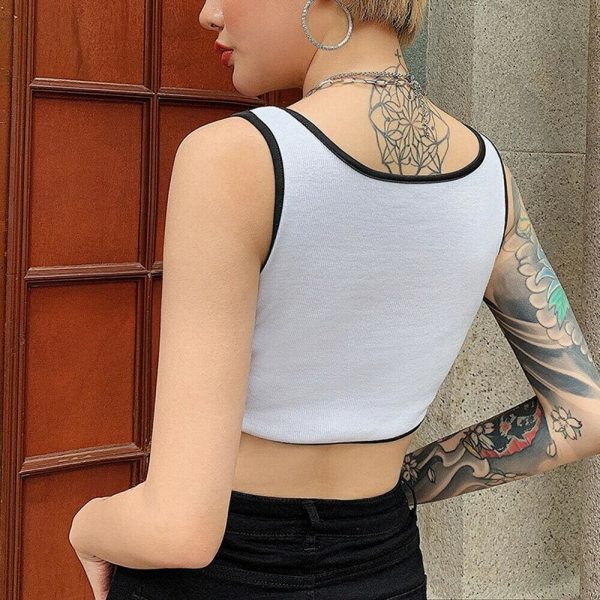 The Best Women Ladies Summer Vest Blouse White Buttons Crop Top Ladies Casual Camisole Solid Shirt Cami Top Summer Clothes Online - Takalr