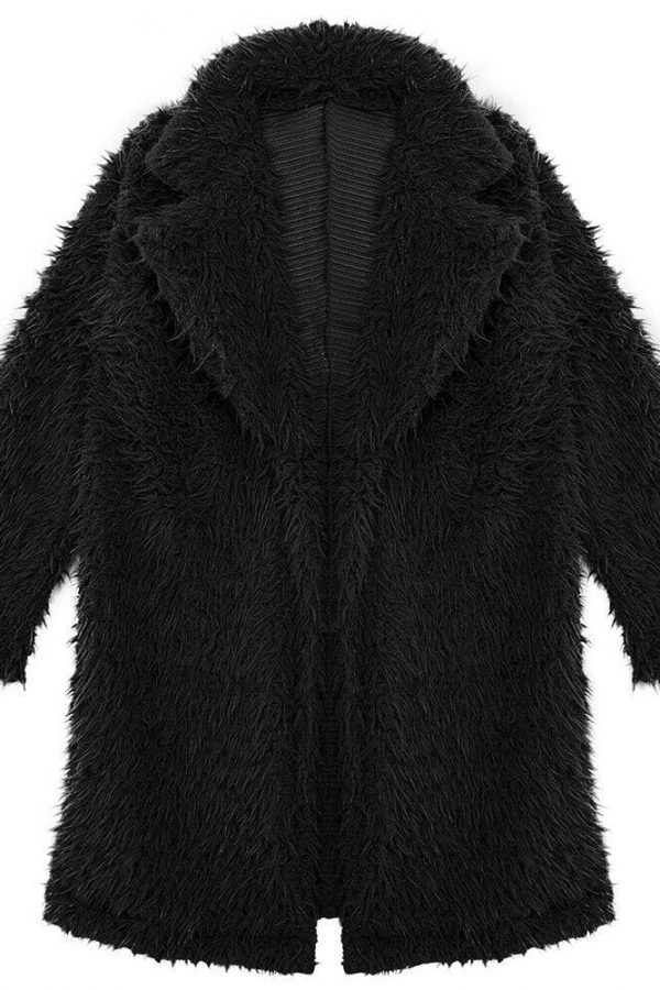 The Best Women Ladies Teddy Bear Lapel Coat Jacket Winter Warm Fur Lapel Thick Long Cardigan Casual Outwear Jacket Tops Streetwear Online - Takalr