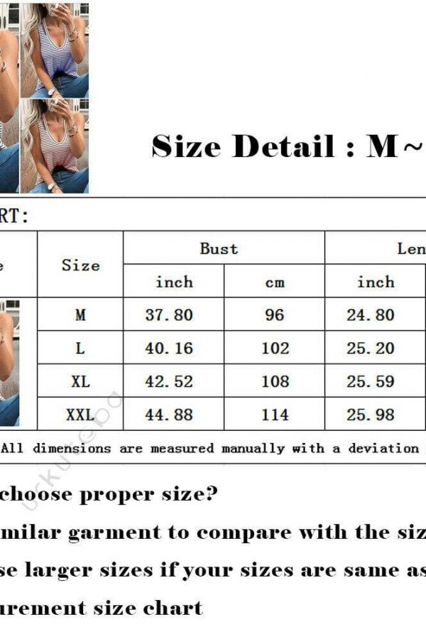 The Best Women Ladies V-Neck Vest Summer Loose Fashion Slim Striped Sleeveless Casual Beach Tank T-Shirt Top Blouse New Online - Takalr