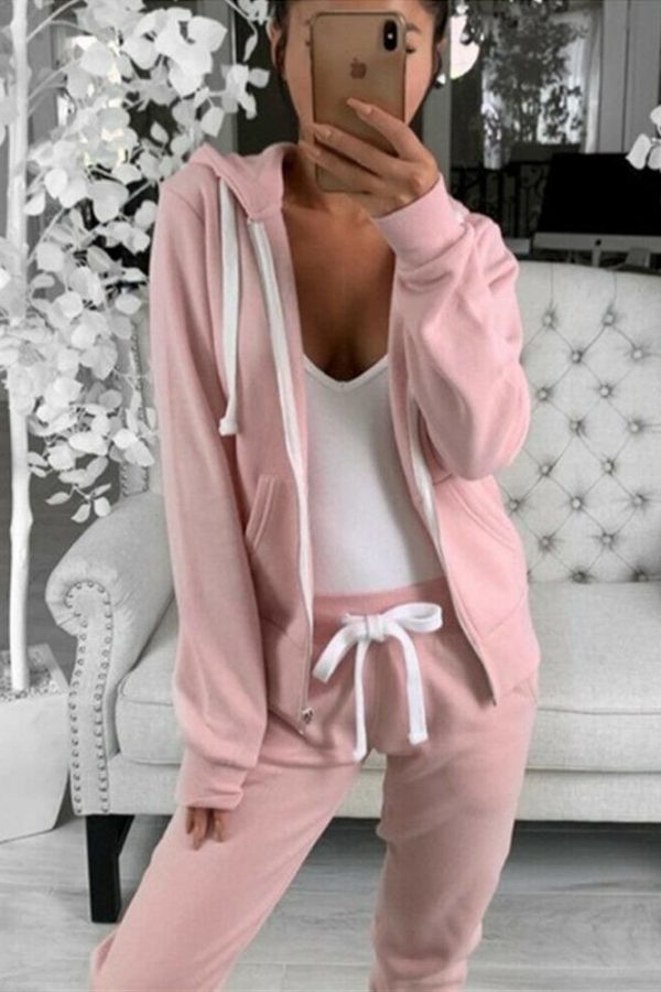 The Best Women Ladies Zipper Hooded Sweatshirt Long Sleeve Outwear Hoodie Plain Jacket Coat Tops Online - Takalr