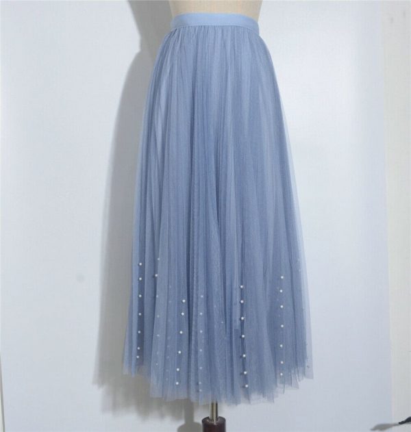 The Best Women Lady A-line Tutu Elastic Waist Mesh Long Maxi Skirts Party Three Layer Chiffon Pleated Retro Lace Skirt Online - Takalr