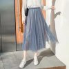 The Best Women Lady A-line Tutu Elastic Waist Mesh Long Maxi Skirts Party Three Layer Chiffon Pleated Retro Lace Skirt Online - Takalr