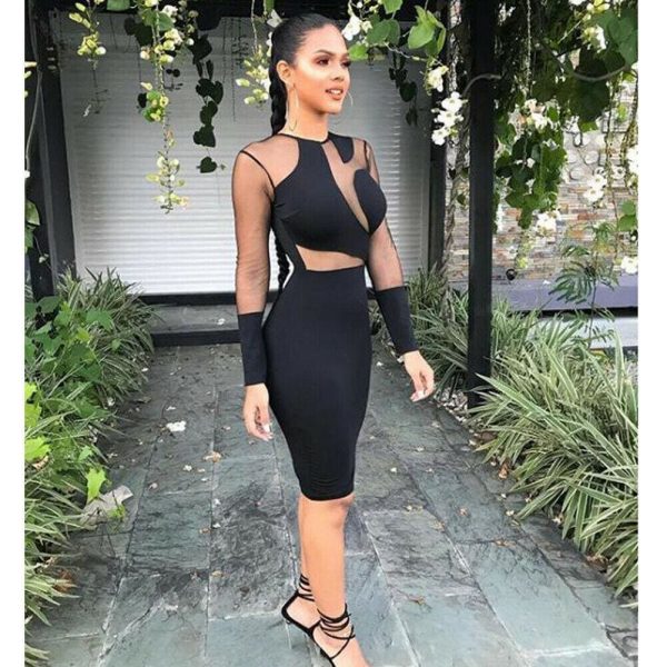 The Best Women Lady Long Sleeve Bandage Bodycon Summer Casual Solid Party Cocktail Club Short Mini Dress Online - Takalr