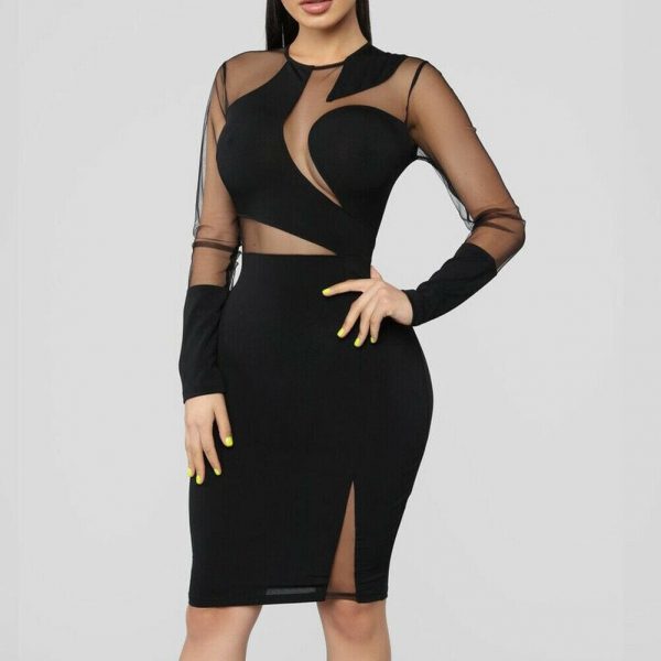 The Best Women Lady Long Sleeve Bandage Bodycon Summer Casual Solid Party Cocktail Club Short Mini Dress Online - Takalr