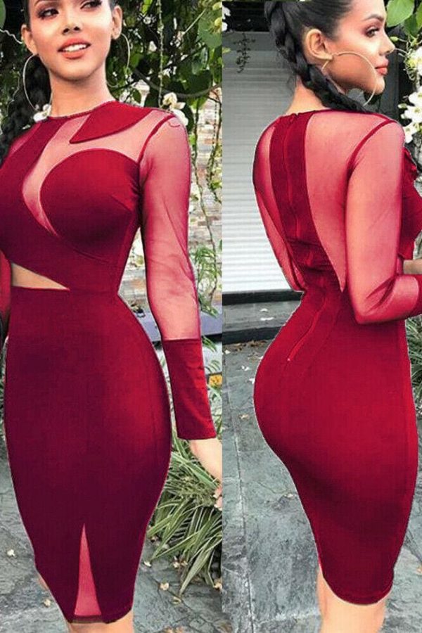 The Best Women Lady Long Sleeve Bandage Bodycon Summer Casual Solid Party Cocktail Club Short Mini Dress Online - Takalr