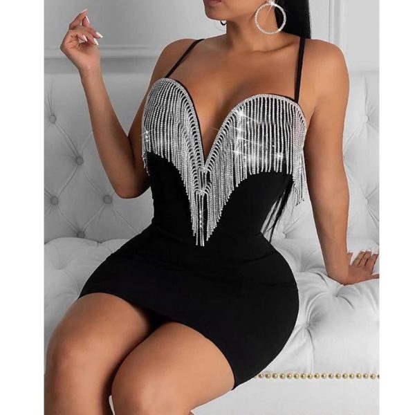 The Best Women Lady Sequin Jumpsuit Romper Bodycon Backless Clubwear Party Long Pant Trouser Black Tassels Dress Outfit Online - Takalr