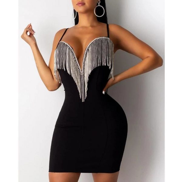 The Best Women Lady Sequin Jumpsuit Romper Bodycon Backless Clubwear Party Long Pant Trouser Black Tassels Dress Outfit Online - Takalr