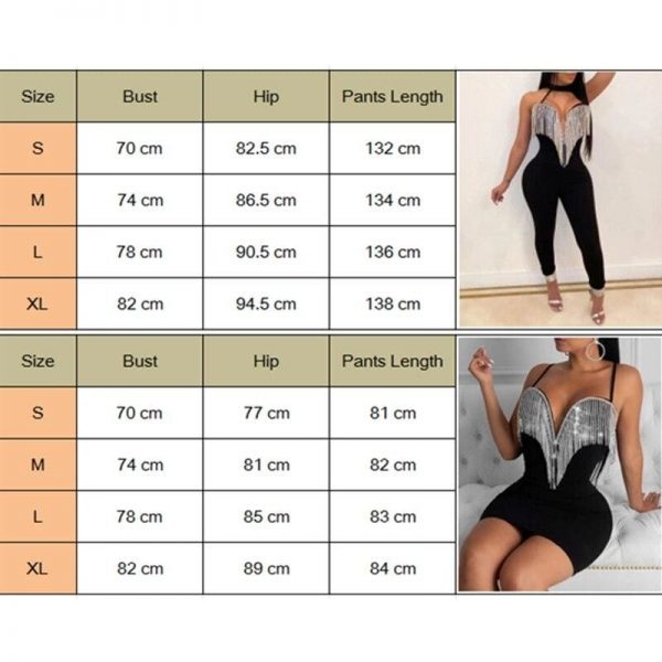 The Best Women Lady Sequin Jumpsuit Romper Bodycon Backless Clubwear Party Long Pant Trouser Black Tassels Dress Outfit Online - Takalr