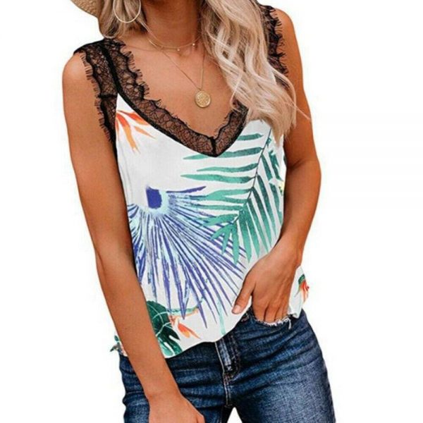 The Best Women Lady Sexy Floral Summer Casual Sleeveless Tank Top Vest Fashion Lace Camisole Blouse Crop Tops Shirt Summer Clothes Online - Takalr