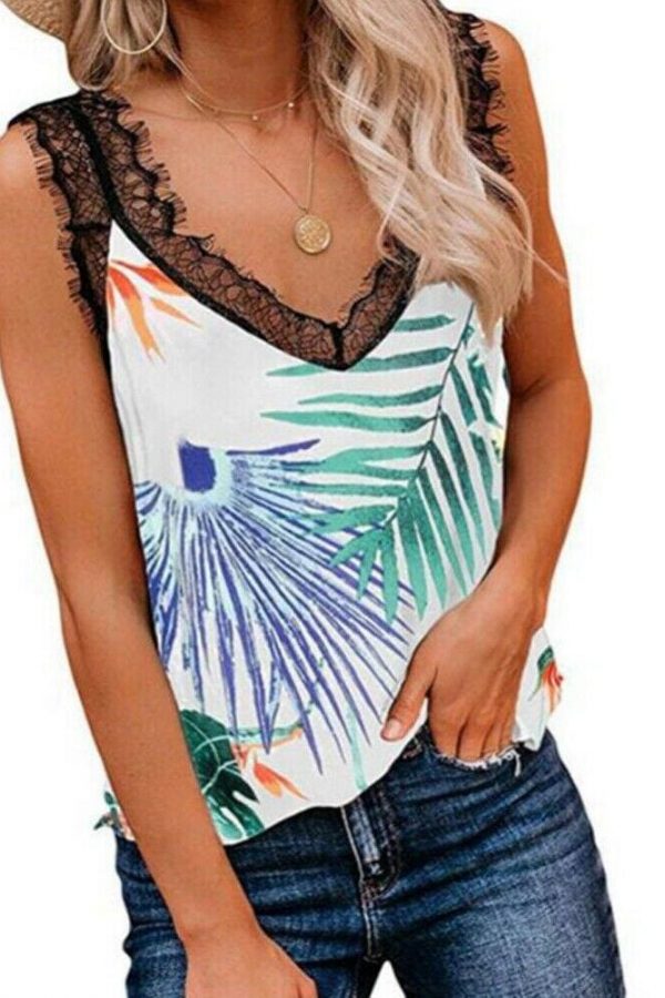 The Best Women Lady Sexy Floral Summer Casual Sleeveless Tank Top Vest Fashion Lace Camisole Blouse Crop Tops Shirt Summer Clothes Online - Takalr