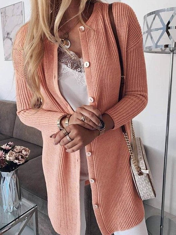 The Best Women Lady Winter Warm Casual Open Front Button Down Slim Cardigan Coats Baggy Long Sleeve Jumper Sweater Top Online - Takalr