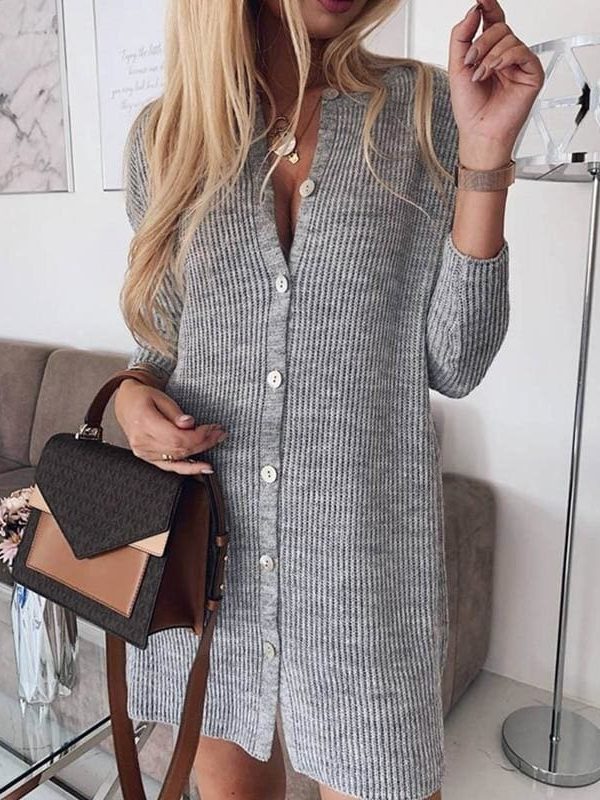 The Best Women Lady Winter Warm Casual Open Front Button Down Slim Cardigan Coats Baggy Long Sleeve Jumper Sweater Top Online - Takalr