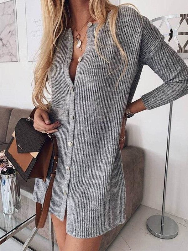 The Best Women Lady Winter Warm Casual Open Front Button Down Slim Cardigan Coats Baggy Long Sleeve Jumper Sweater Top Online - Takalr