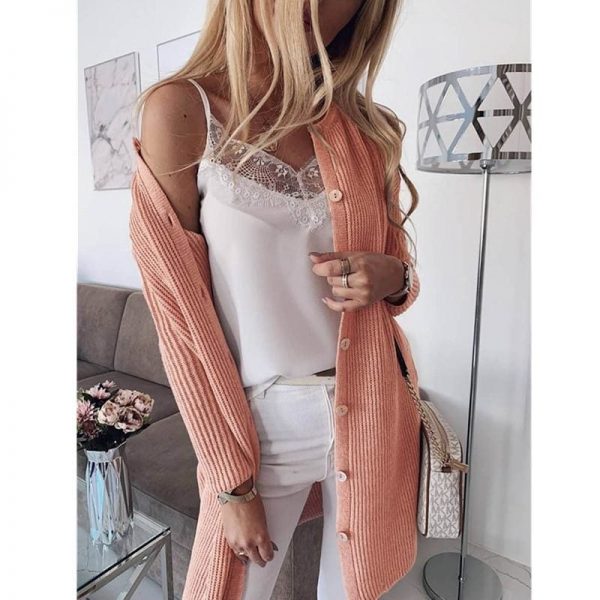 The Best Women Lady Winter Warm Casual Open Front Button Down Slim Cardigan Coats Baggy Long Sleeve Jumper Sweater Top Online - Takalr