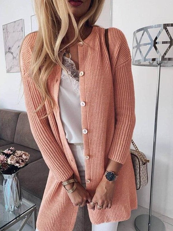 The Best Women Lady Winter Warm Casual Open Front Button Down Slim Cardigan Coats Baggy Long Sleeve Jumper Sweater Top Online - Takalr