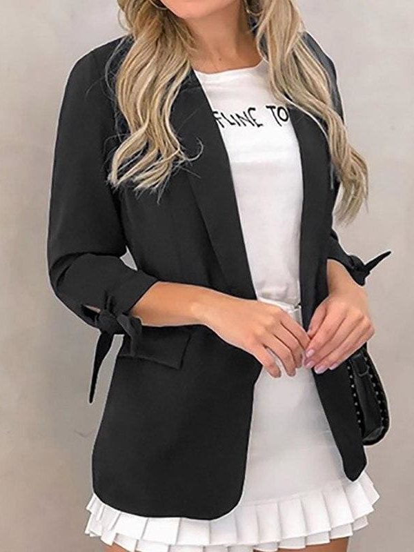 The Best Women Lapel Blazer Cardigan Long Sleeve Jacket Autumn Winter OL Ladies Work Casual Coat Outwear Business Suit Coat Online - Takalr