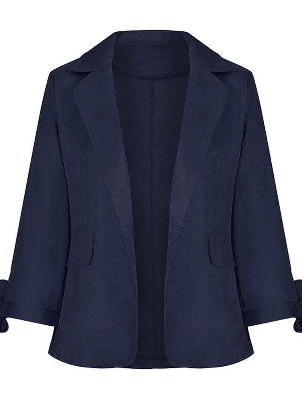 The Best Women Lapel Blazer Cardigan Long Sleeve Jacket Autumn Winter OL Ladies Work Casual Coat Outwear Business Suit Coat Online - Takalr