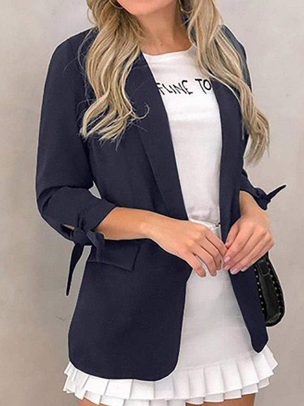 The Best Women Lapel Blazer Cardigan Long Sleeve Jacket Autumn Winter OL Ladies Work Casual Coat Outwear Business Suit Coat Online - Takalr