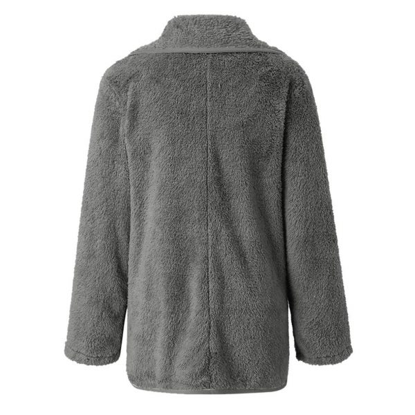 The Best Women Lapel Loose Solid Color Jackets Ladies Casual Warm Cashmere Wool Coat Fluffy Woolen Teddy Bear Cardigan Tops Online - Takalr