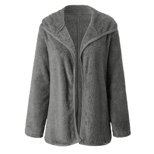 The Best Women Lapel Loose Solid Color Jackets Ladies Casual Warm Cashmere Wool Coat Fluffy Woolen Teddy Bear Cardigan Tops Online - Takalr