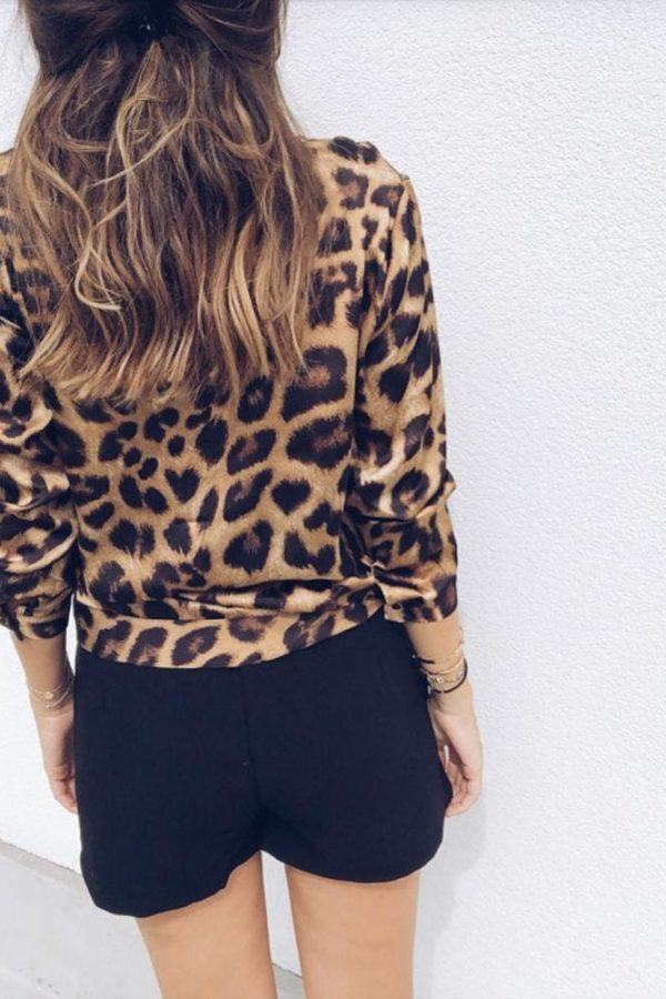 The Best Women Leopard Blouse Holiday Long Sleeve Tops New Autumn Deep V-Neck Leopard Print Beach Ladies Blouse Shirts S-XL Online - Takalr