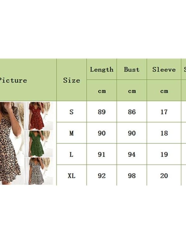 The Best Women Leopard Print Sexy V Neck Dress New Fashion Ladies Summer Beach Short Mini Dress Sundress Casual Short Sleeve Party Dress Online - Takalr