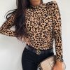 The Best Women Leopard Print Turtleneck Tops Autumn Long Sleeve Slim Basic Ladies T Shirt Party Fashion Korean Tops Female New Online - Takalr