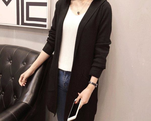 The Best Women Long Hooded Cardigan Autumn Pockets Long Women Sweater Cardigan Online - Takalr