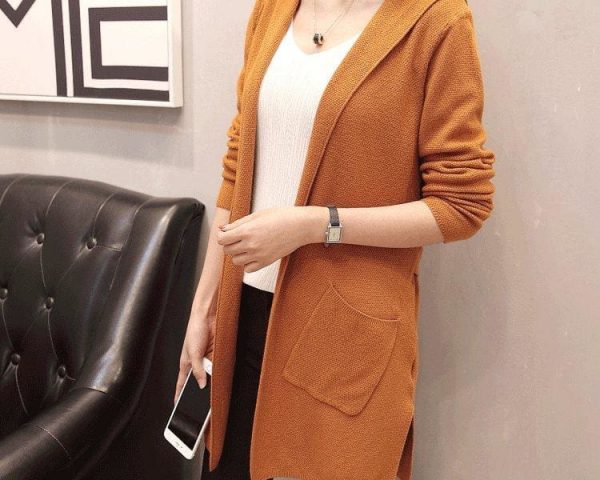 The Best Women Long Hooded Cardigan Autumn Pockets Long Women Sweater Cardigan Online - Takalr