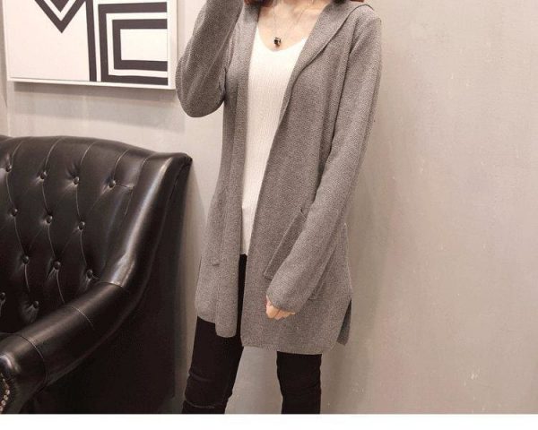 The Best Women Long Hooded Cardigan Autumn Pockets Long Women Sweater Cardigan Online - Takalr