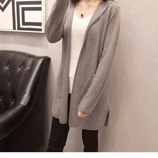 The Best Women Long Hooded Cardigan Autumn Pockets Long Women Sweater Cardigan Online - Takalr