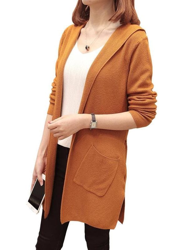 The Best Women Long Hooded Cardigan Autumn Pockets Long Women Sweater Cardigan Online - Takalr