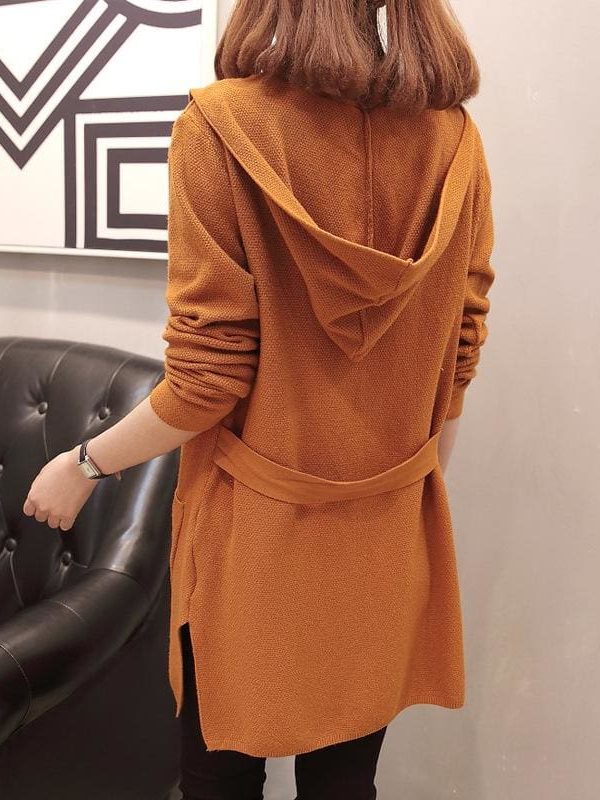 The Best Women Long Hooded Cardigan Autumn Pockets Long Women Sweater Cardigan Online - Takalr