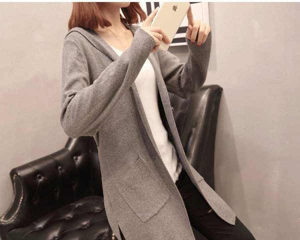 The Best Women Long Hooded Cardigan Autumn Pockets Long Women Sweater Cardigan Online - Takalr