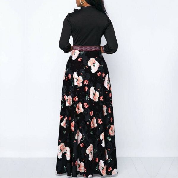 The Best Women Long Maxi Dresses Boho Floral Hollow Neck Three Quarter Sleeve Ethnic Summer Beach Female Stylish Style Dress Online - Takalr