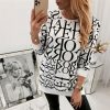 The Best Women Long Sleeve Blouse Shirt Crew Neck Letter Print Pullover Sweatshirt Loose Jumper Casual Autumn Winter Top Online - Takalr