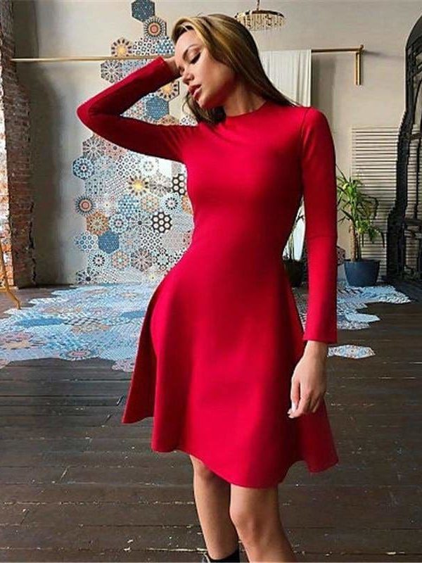 The Best Women Long Sleeve Bodycon O-neck Casual Dress Online - Source Silk