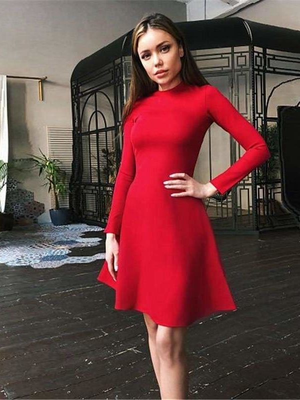 The Best Women Long Sleeve Bodycon O-neck Casual Dress Online - Source Silk