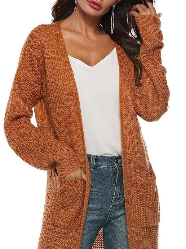 The Best Women Long Sleeve Cardigan Knit Tops Knitwear Autumn Coat Outwear Online - Source Silk