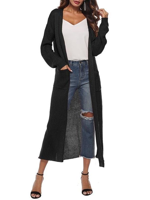 The Best Women Long Sleeve Cardigan Knit Tops Knitwear Autumn Coat Outwear Online - Source Silk