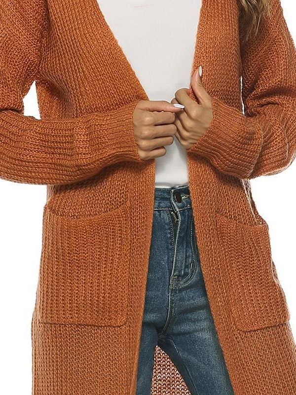 The Best Women Long Sleeve Cardigan Knit Tops Knitwear Autumn Coat Outwear Online - Source Silk