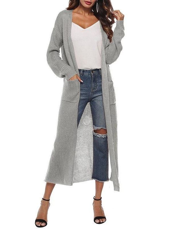 The Best Women Long Sleeve Cardigan Knit Tops Knitwear Autumn Coat Outwear Online - Source Silk