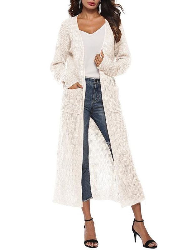 The Best Women Long Sleeve Cardigan Knit Tops Knitwear Autumn Coat Outwear Online - Source Silk