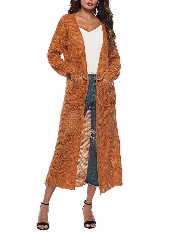 The Best Women Long Sleeve Cardigan Knit Tops Knitwear Autumn Coat Outwear Online - Source Silk