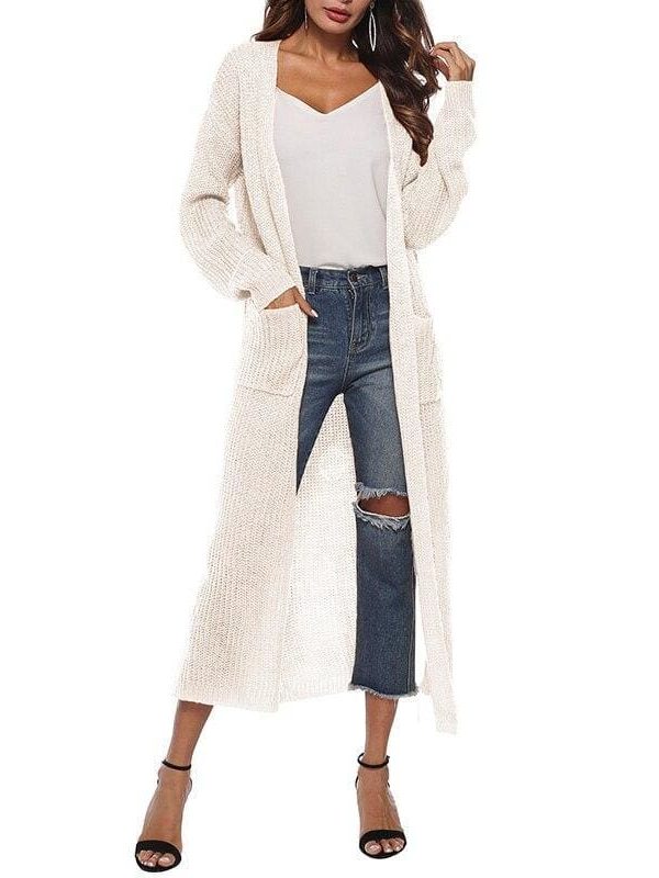 The Best Women Long Sleeve Cardigan Knit Tops Knitwear Autumn Coat Outwear Online - Source Silk